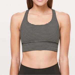 lululemon energy bra black and white stripe size 10